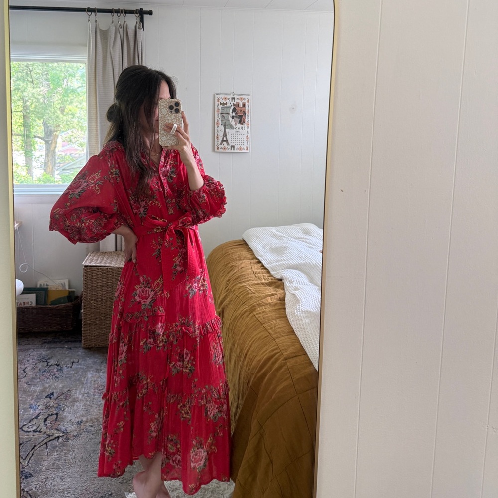 Sundays Red Floral Maxi Dress